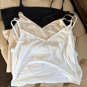 CAbi Black, Cream, and White Camisole Set